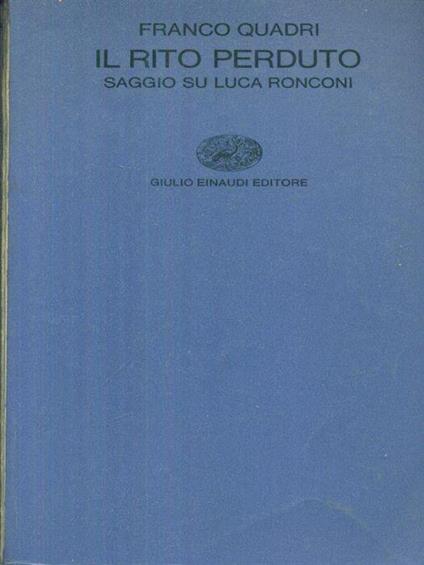 Il rito perduto - Franco Quadri - copertina