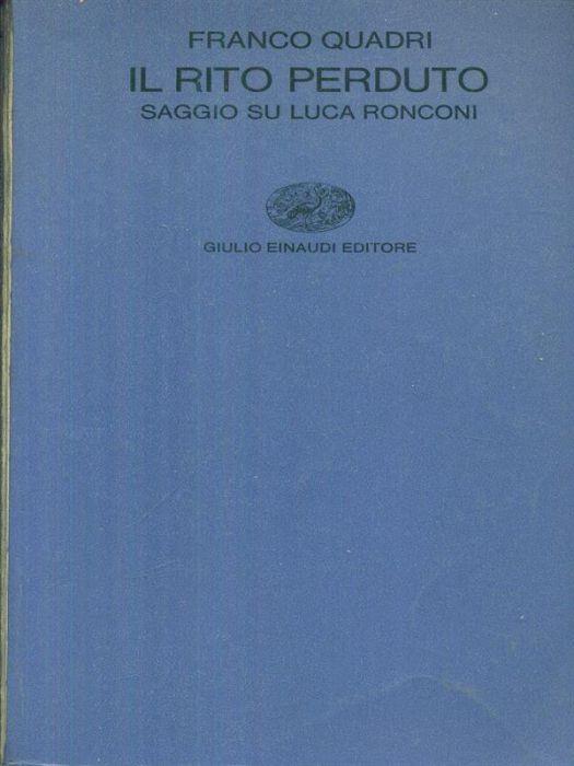 Il rito perduto - Franco Quadri - copertina
