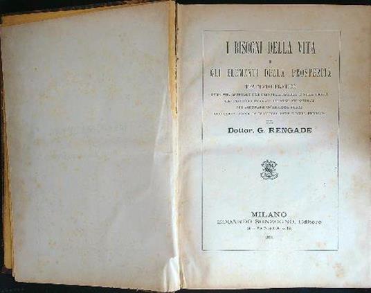 I  bisogni della vita e gli elementi della prosperità - copertina