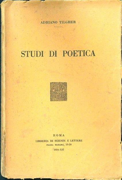 Studi di poetica - Adriano Tilgher - copertina
