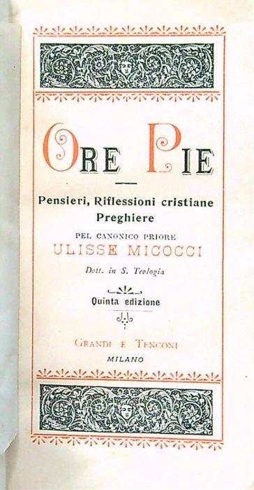 Ore pie - Ulisse Micocci - copertina