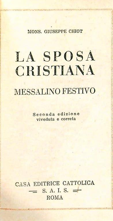 La sposa cristiana. Messalino festivo - copertina