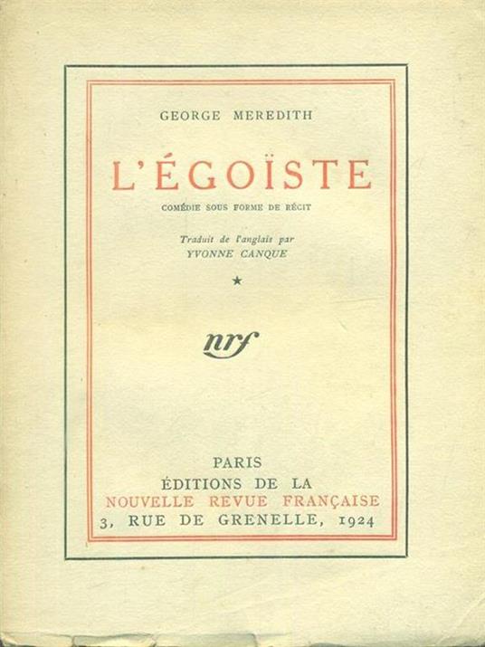 L' egoiste - George Meredith - copertina