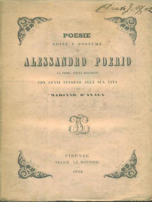 Poesie edite e postume - Alessandro Poerio - copertina