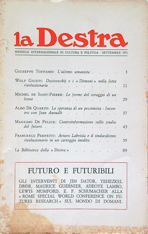 La Destra n. 9 del 1974