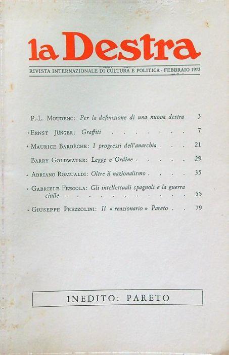 La destra n. 2 del 1972 - copertina