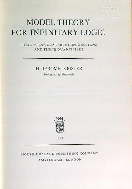 Model theory for infinitary logic - copertina
