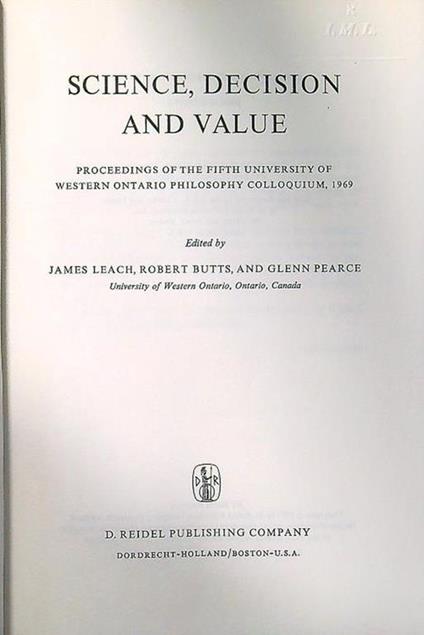 Science, decision and value - John Leach - copertina