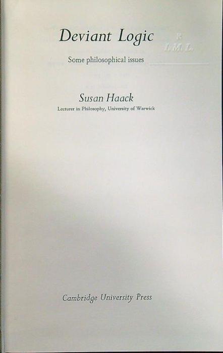 Deviant logic - Susan Haack - copertina