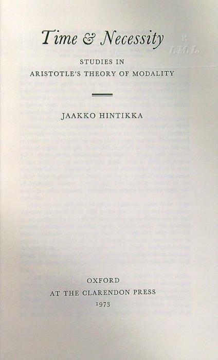 Time & necessity - Jaakko Hintikka - copertina