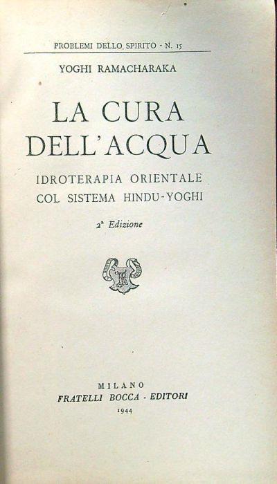 La cura dell'acqua - Yogi Ramacharaka - copertina