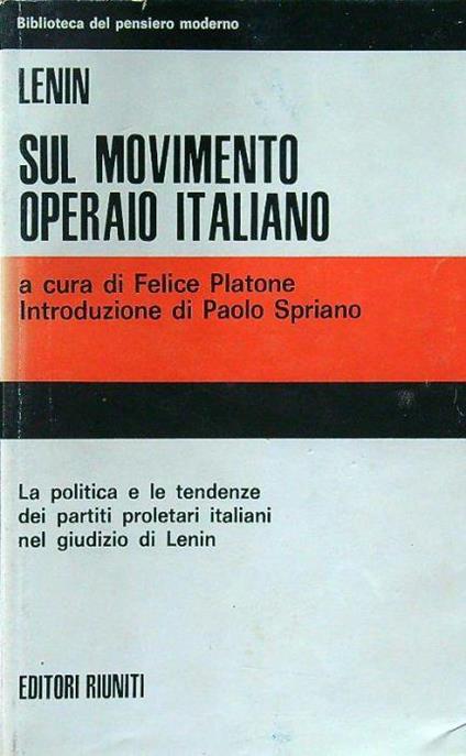 Sul movimento operaio italiano - Lenin - copertina
