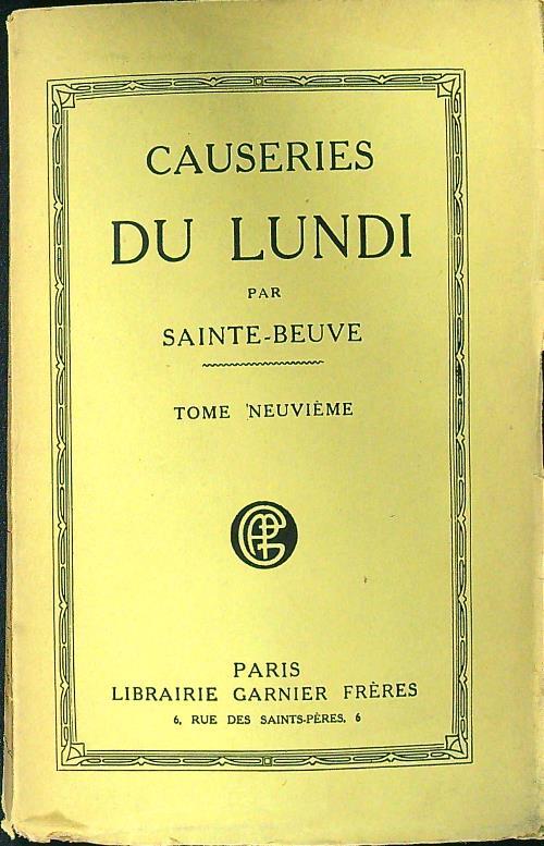 Causeries du lundi tome IX