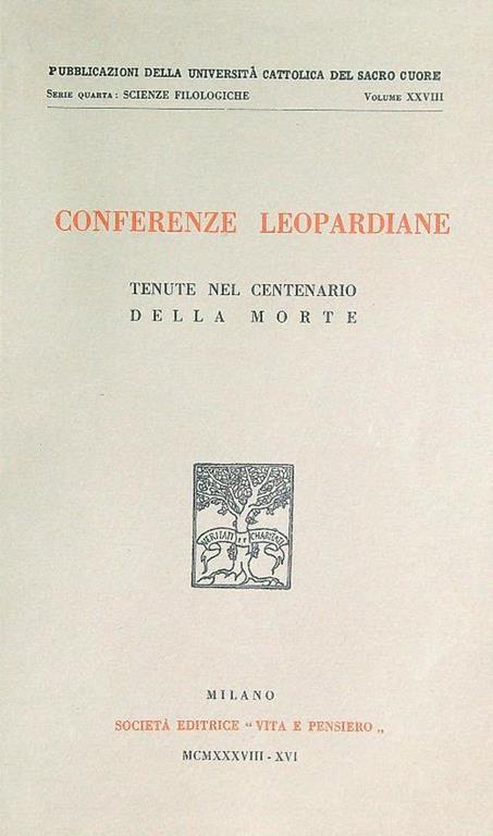 Conferenze leopardiane - copertina