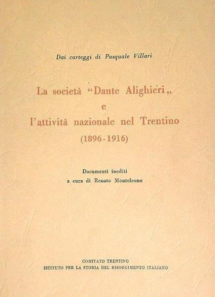 La Società Dante Alighieri e l'attivita nazionale nel Trentino - Renato Monteleone - copertina
