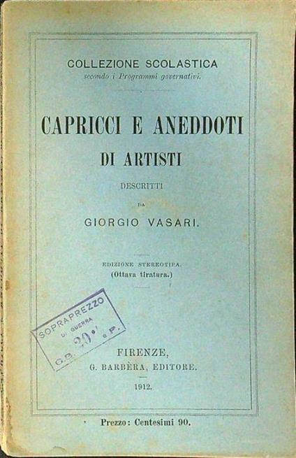Capricci e aneddoti di artisti - Giorgio Vasari - copertina