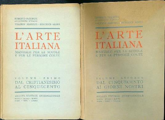L' arte italiana manuale per le scuole e per le persone colte 2vv - Roberto Paribeni - copertina