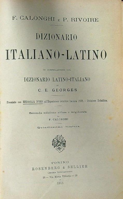 Dizionario italiano-latino - Luigi Calonghi - copertina