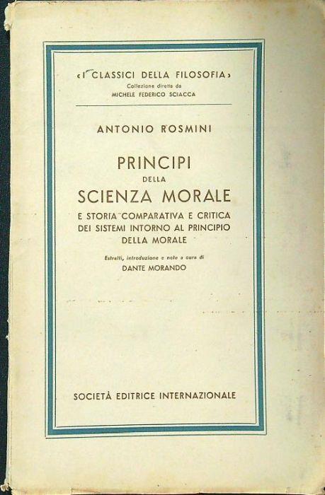 Principi della scienza morale - Antonio Rosmini - copertina