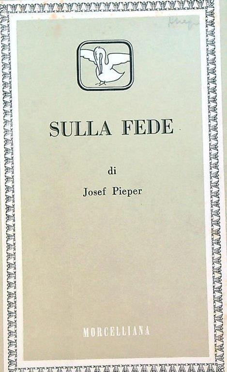 Sulla fede - Josef Pieper - copertina