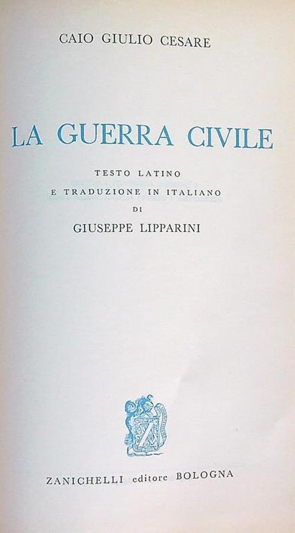 La guerra civile - G. Giulio Cesare - copertina