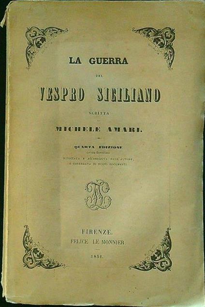 La guerra del vespro siciliano - Michele Amari - copertina