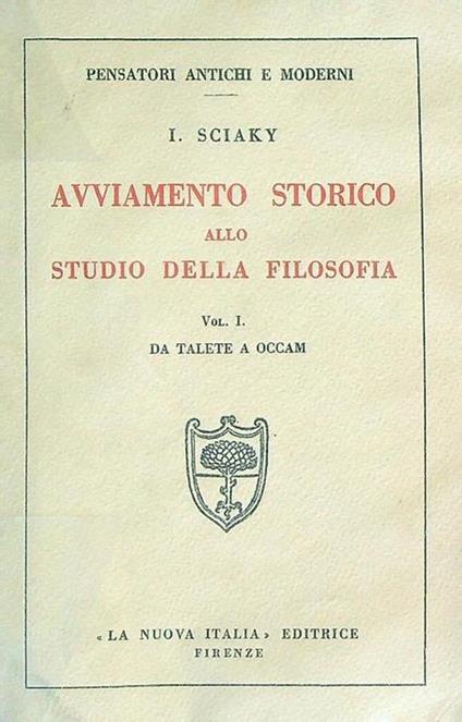Avviamento storico allo studio della filosofia vol. 1 - copertina