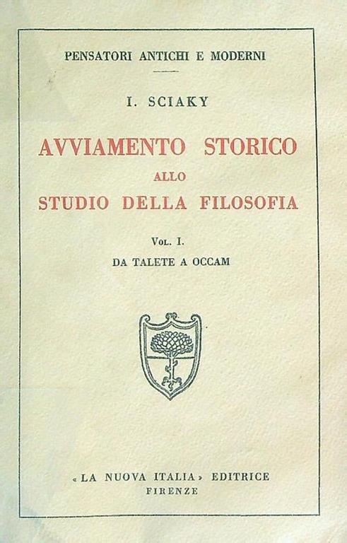 Avviamento storico allo studio della filosofia vol. 1 - copertina