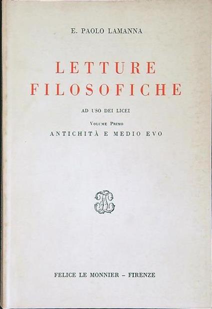 Letture filosofiche Vol 1 - Paolo La Manna - copertina