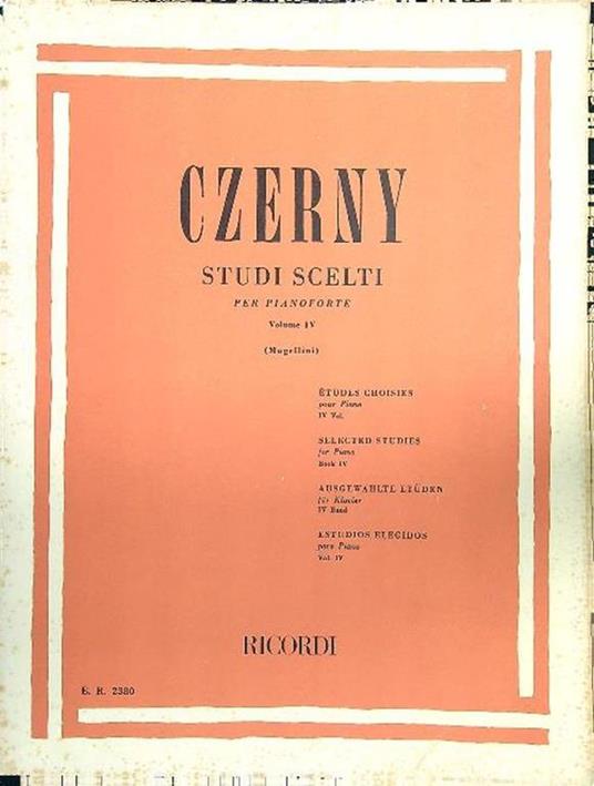 Czerny. Studi scelti per pianoforte vol. IV - Bruno Mugellini - copertina