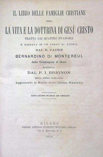 La vita e la dottrina di Gesù Cristo - copertina