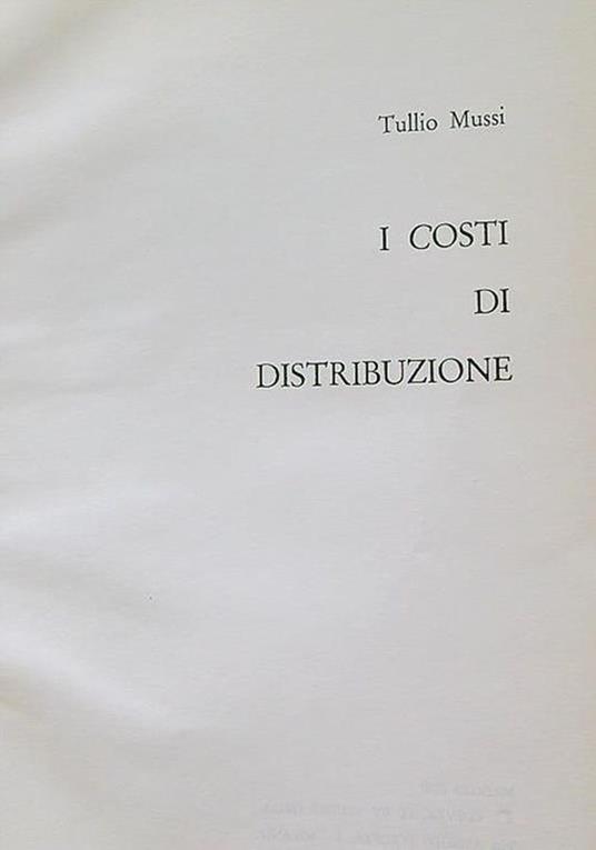 I costi di distribuzione - copertina