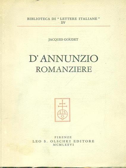 D'Annunzio romanziere - Jacques Goudet - copertina