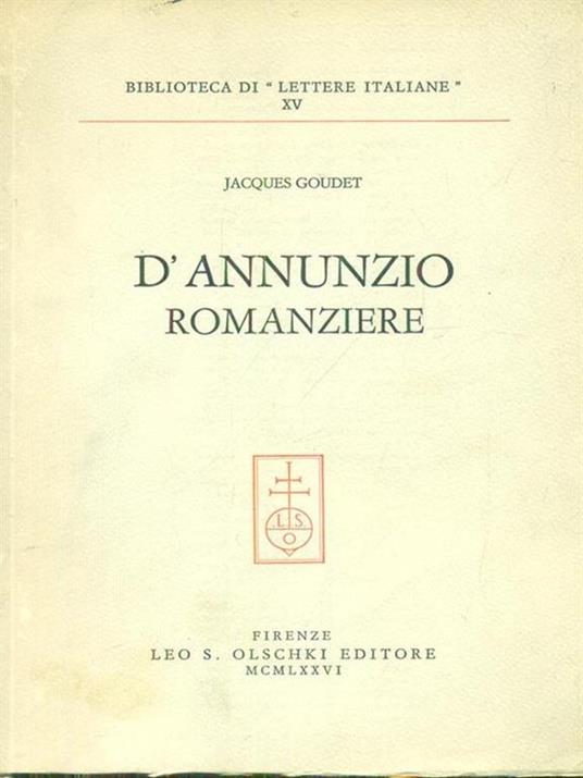 D'Annunzio romanziere - Jacques Goudet - copertina