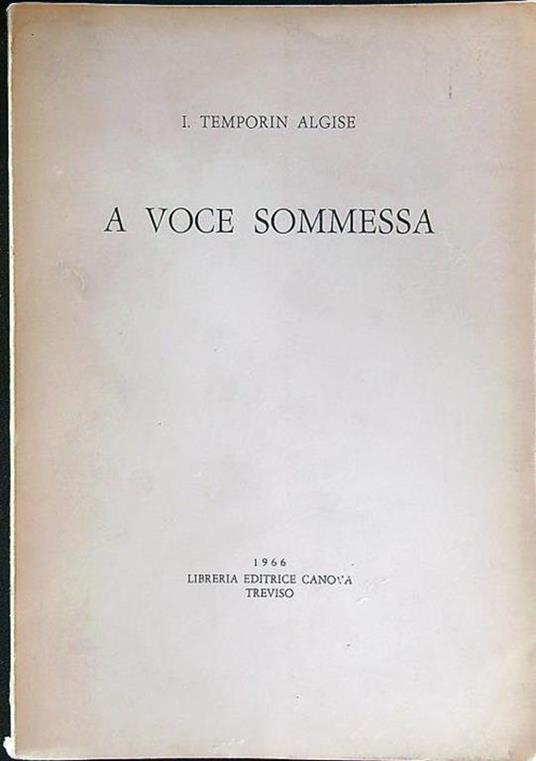 A voce sommessa - Algise Temporin - copertina