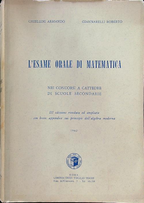 L' esame orale di matematica