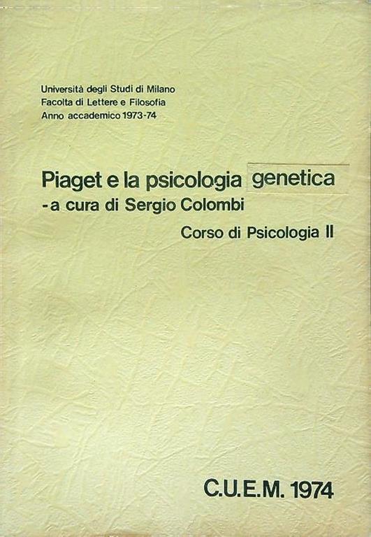 Piaget e la psicologia genetica - Sergio Colombo - copertina