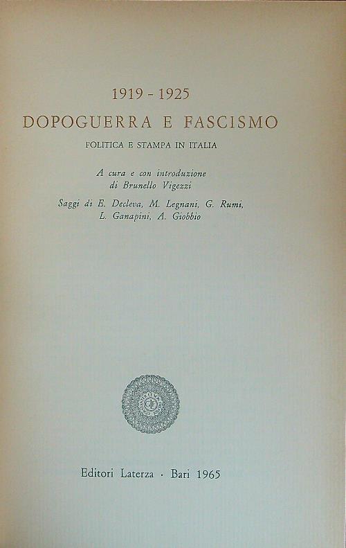 1919-1925 Dopoguerra e fascismo