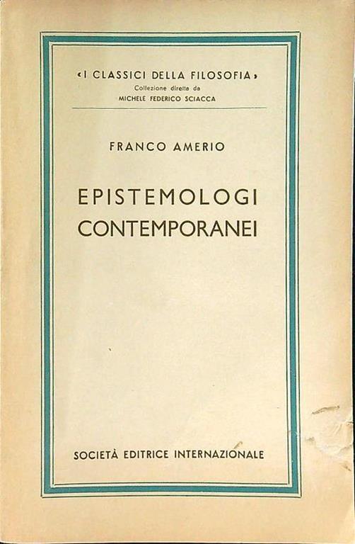 Epistemologi contemporanei - Franco Amerio - copertina