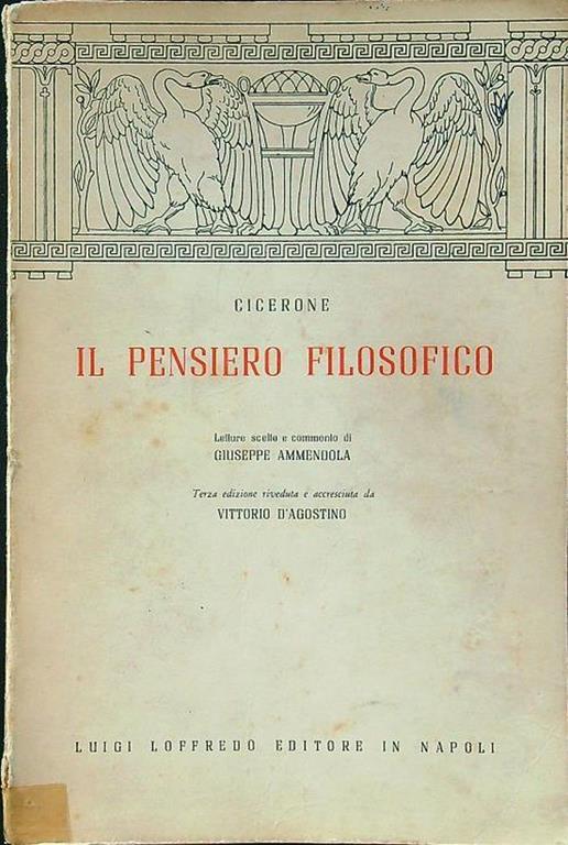 Il pensiero filosofico - M. Tullio Cicerone - copertina