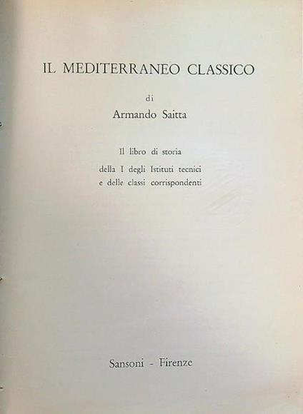 Il Mediterraneo classico - Armando Saitta - copertina