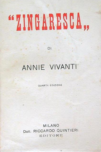 Zingaresca - Annie Vivanti - copertina