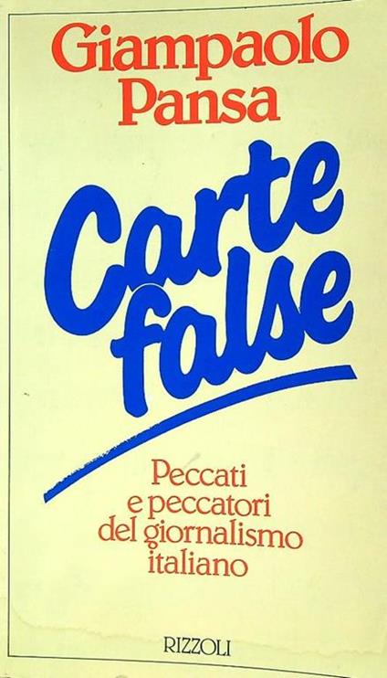Carte false - Giampaolo Pansa - copertina