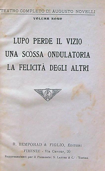 Lupo perde il vizio - Una scossa ondulatoria - La felicità degli altri - Augusto Novelli - copertina