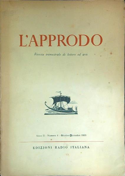 L' approdo 8 n 4 - Ottobre/Dicembre 1953 - copertina