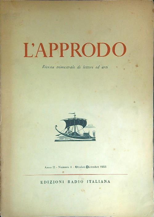 L' approdo 8 n 4 - Ottobre/Dicembre 1953 - copertina