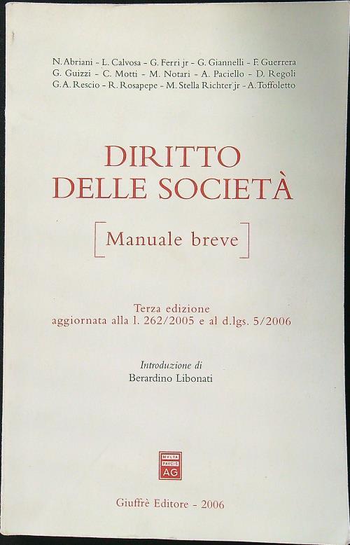 Diritto delle società. Manuale breve - copertina