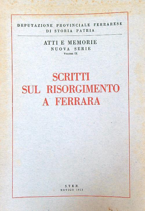 Scritti sul risorgimento a ferrara