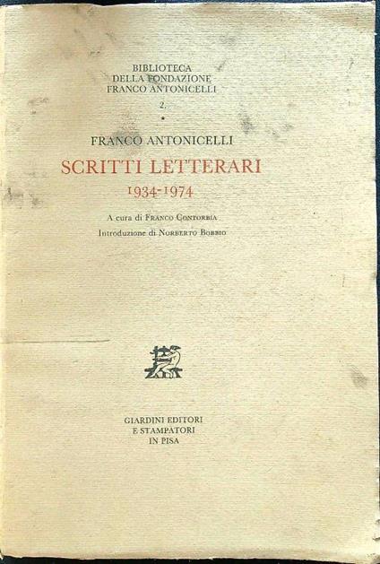 Scritti letterari 1934-1974 - Franco Antonicelli - copertina