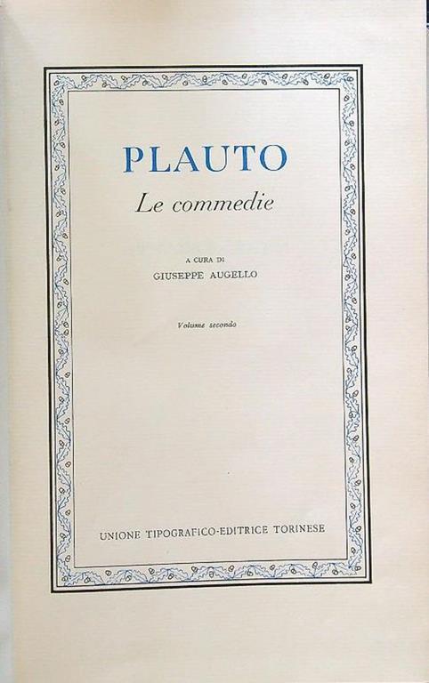 Commedie vol II - T. Maccio Plauto - copertina